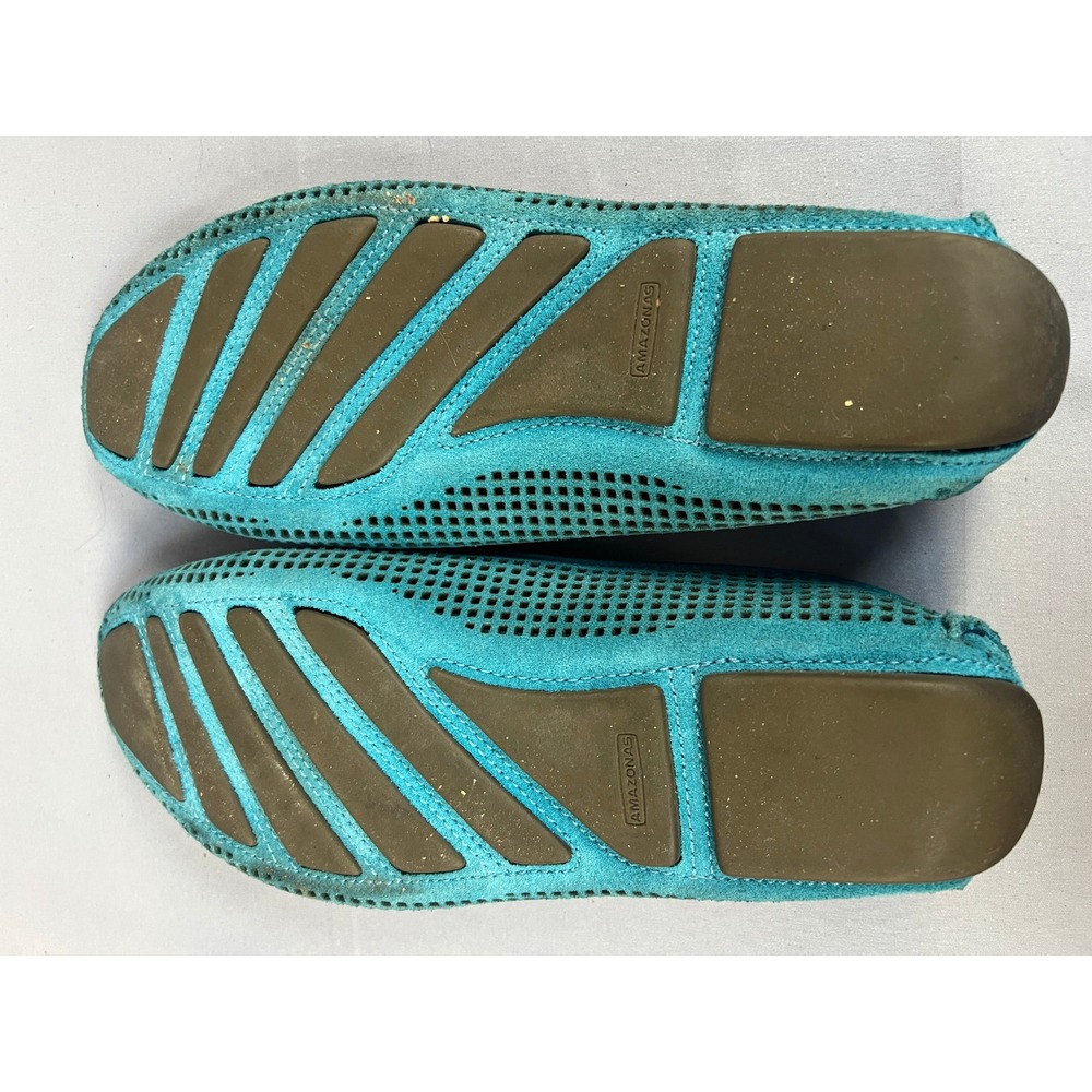 Patricia Green Collection Turquoise Suede Perforated Driving Loafers Size 7M - Picture 3 of 4